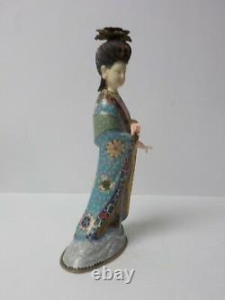 Unusual Chinese Cloisonne 12 Female Figure, Painted Resin Head & Hands