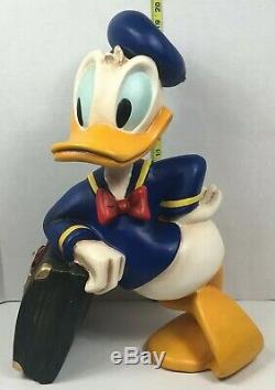 VTG 1980s Large Tall Disney Donald Duck Suitcase Resin Art Artwork Statue Figure