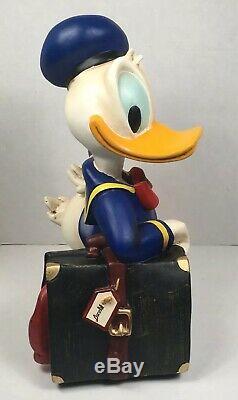 VTG 1980s Large Tall Disney Donald Duck Suitcase Resin Art Artwork Statue Figure