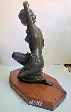 Vintage Art Deco Nude Kneeling Dancer Figure