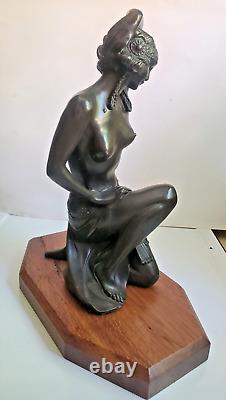 Vintage Art Deco Nude Kneeling Dancer Figure