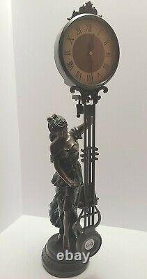 Vintage Large Mystery Swinger Figural Greek Roman Goddess Statue Clock 27