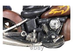 Vintage Man on Motorcycle Biker Sculpture Harley Davidson Rider Resin Figure