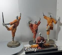 Vintage Martial Art Tai Chi Poses Shaolin Art Statue Sculpture Figures Set Of 4