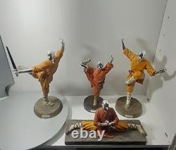 Vintage Martial Art Tai Chi Poses Shaolin Art Statue Sculpture Figures Set Of 4