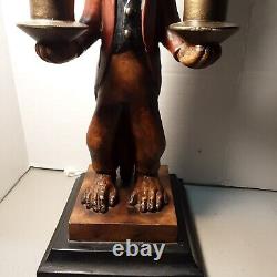 Vintage Monkey Butler Candelabra Resin 13 Candlestick Holder Figure Statue RARE