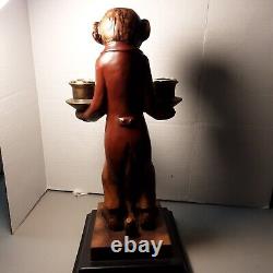 Vintage Monkey Butler Candelabra Resin 13 Candlestick Holder Figure Statue RARE