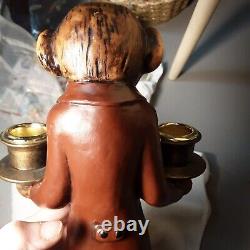 Vintage Monkey Butler Candelabra Resin 13 Candlestick Holder Figure Statue RARE