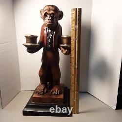 Vintage Monkey Butler Candelabra Resin 13 Candlestick Holder Figure Statue RARE