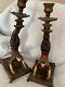Vintage Pair Of Oriental Japanese Resin Sculpture Figurines candlesticks