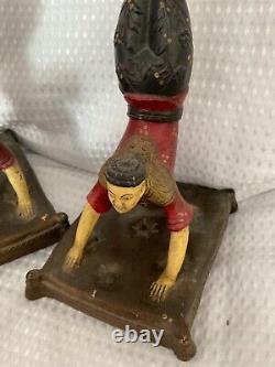 Vintage Pair Of Oriental Japanese Resin Sculpture Figurines candlesticks