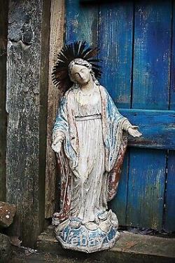 Virgin Mary Statue Figure Antique Preproduction Hand Painting Creative Co-op