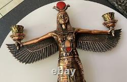 Vtg Egyptian Egypt 14 Isis Goddess Figure Figurine Statue Copper Clad Resin