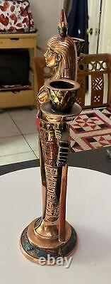 Vtg Egyptian Egypt 14 Isis Goddess Figure Figurine Statue Copper Clad Resin