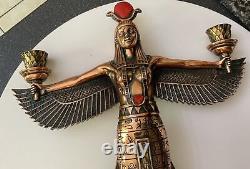Vtg Egyptian Egypt 14 Isis Goddess Figure Figurine Statue Copper Clad Resin
