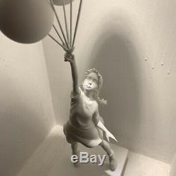 WHITE BANKSY Flying Balloons Girl Ceramics Art Statue Sculpture Figure Model