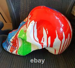 XL Size Multi Colour Resin Skull Statue Figure / Splat Design Halloween