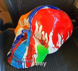 XL Size Multi Colour Resin Skull Statue Figure / Splat Design Halloween