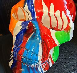 XL Size Multi Colour Resin Skull Statue Figure / Splat Design Halloween